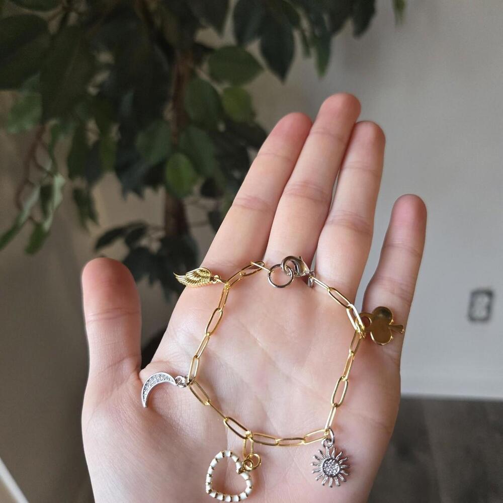 18k Gold Dainty Charm Bracelet